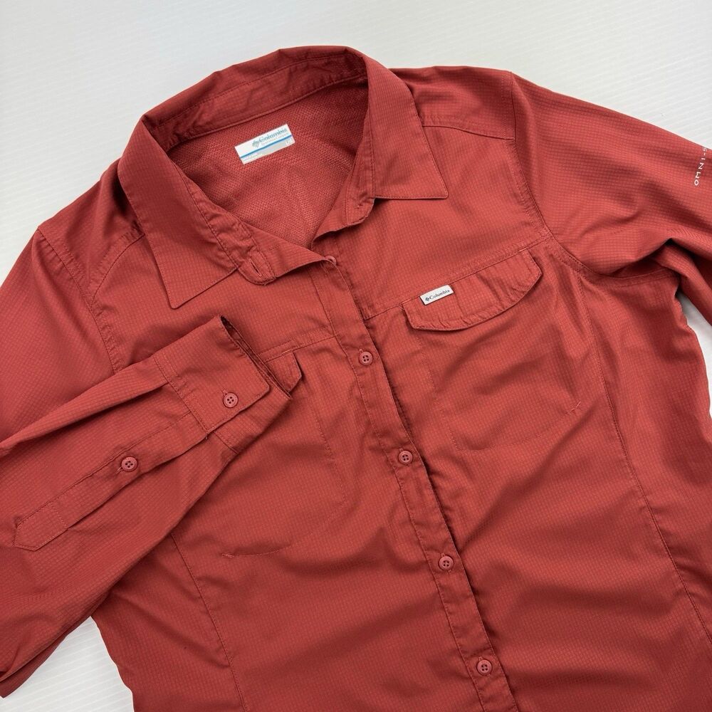 Columbia Women’s Omni-Shade Button Up Shirt L Outdoor Fishing Hiking Trail